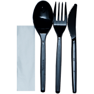Set tacamuri unica folosinta cu servetel, furculita, cutit si lingura set 100